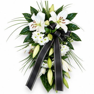 Wiązanka pogrzebowa z lilii i chryzantem